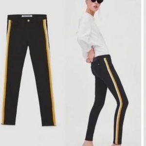 Black Zara Jeans Yellow/White Stripe
